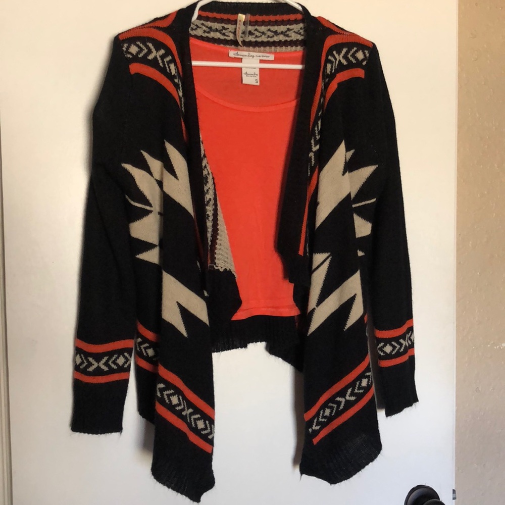 Dark Blue Cardigan w/ Tribal Design - M/L